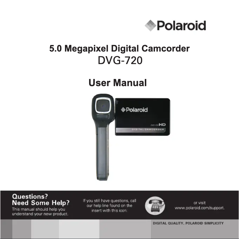 Page 1 de la notice Manuel utilisateur Polaroid DVG-720