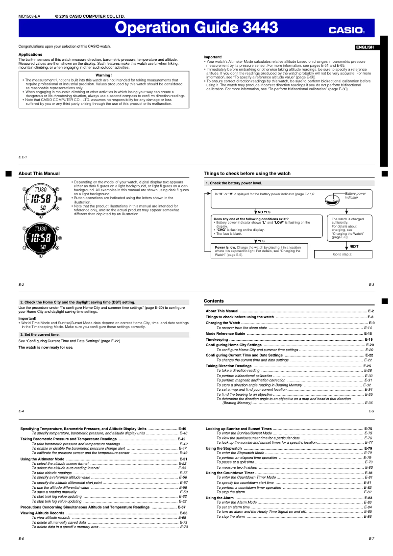 Page 1 de la notice Manuel utilisateur Casio PRG-300-1A2