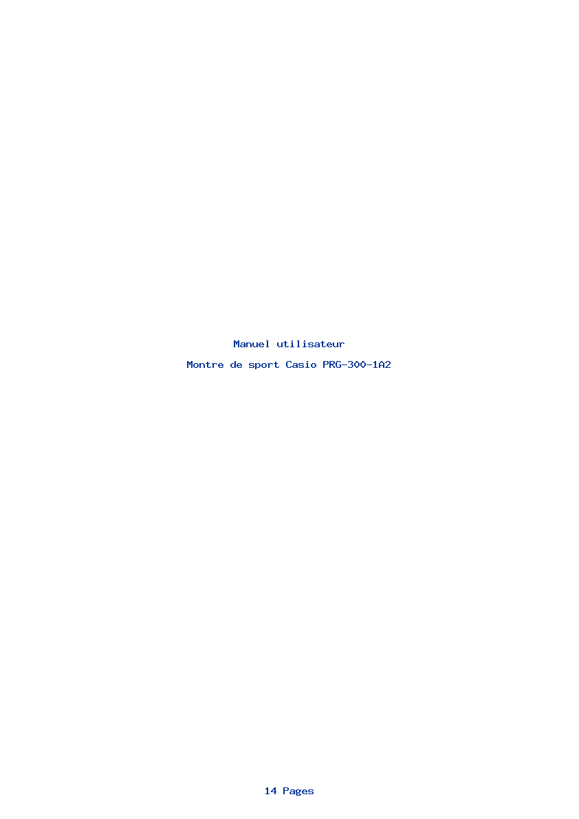 Page 1 de la notice Manuel utilisateur Casio PRG-300-1A2