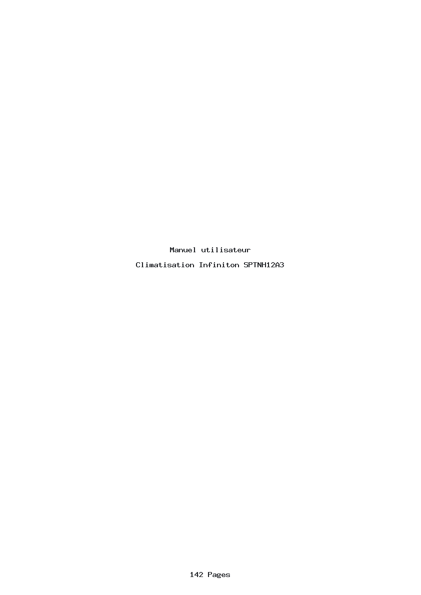 Page 1 de la notice Manuel utilisateur Infiniton SPTNH12A3