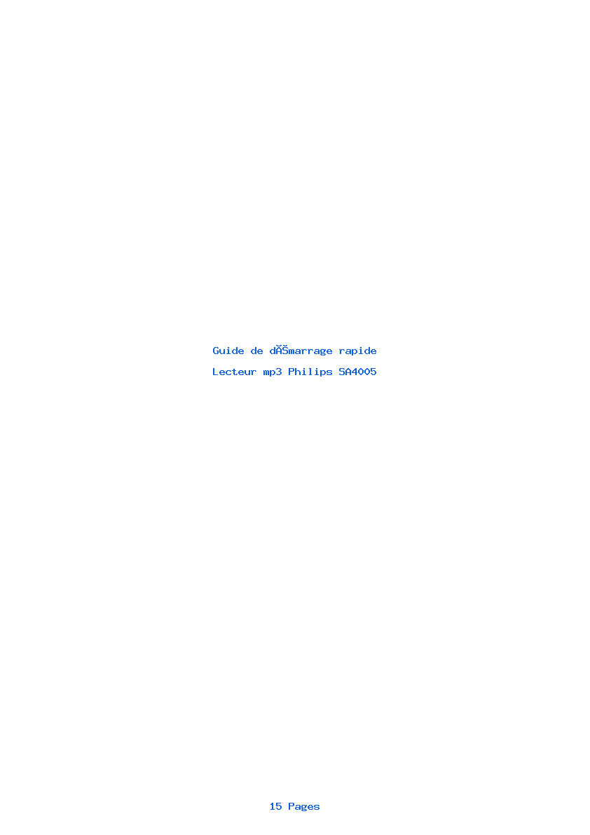 Image de la première page du manuel de l'appareil SA4005