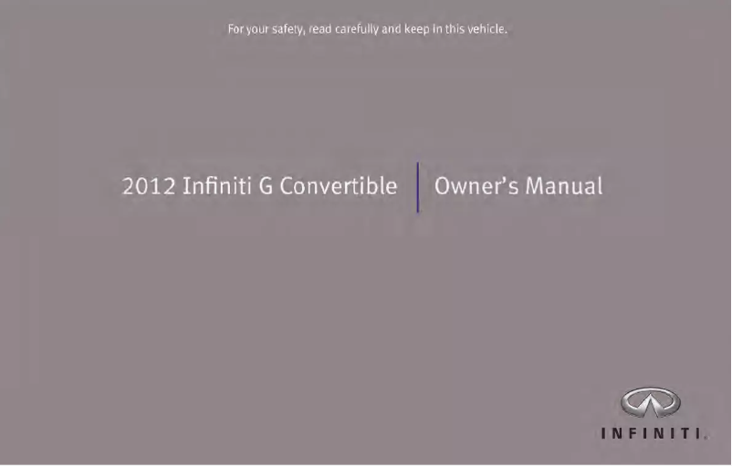 Page 1 de la notice Manuel utilisateur Infiniti G Convertible (2012)