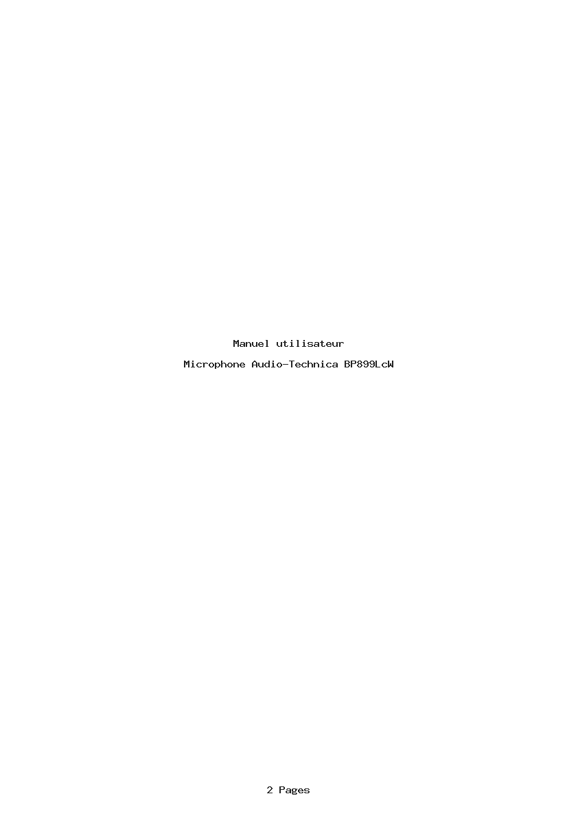 Page 1 de la notice Manuel utilisateur Audio-Technica BP899LcW