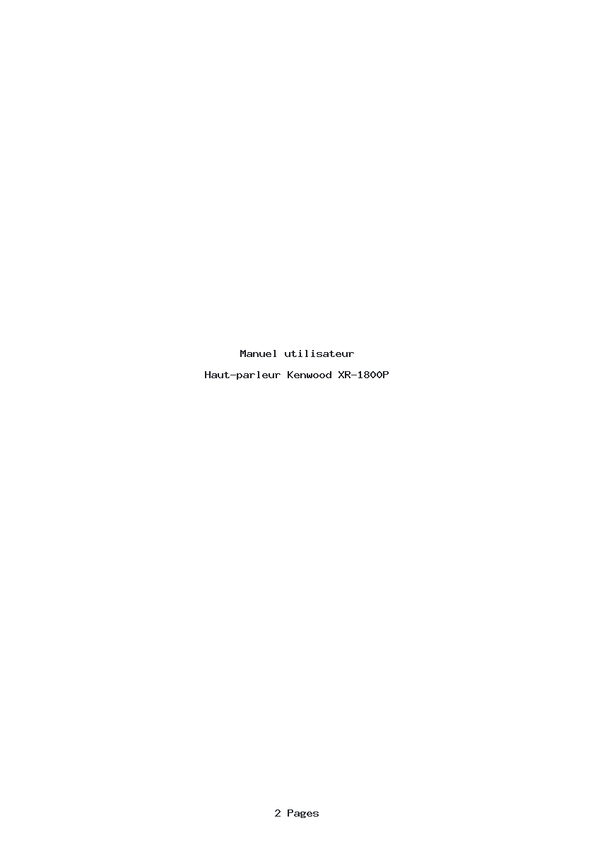 Page 1 de la notice Manuel utilisateur Kenwood XR-1800P