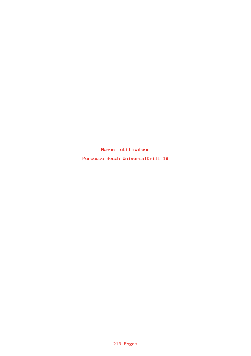 Page 1 de la notice Manuel utilisateur Bosch UniversalDrill 18