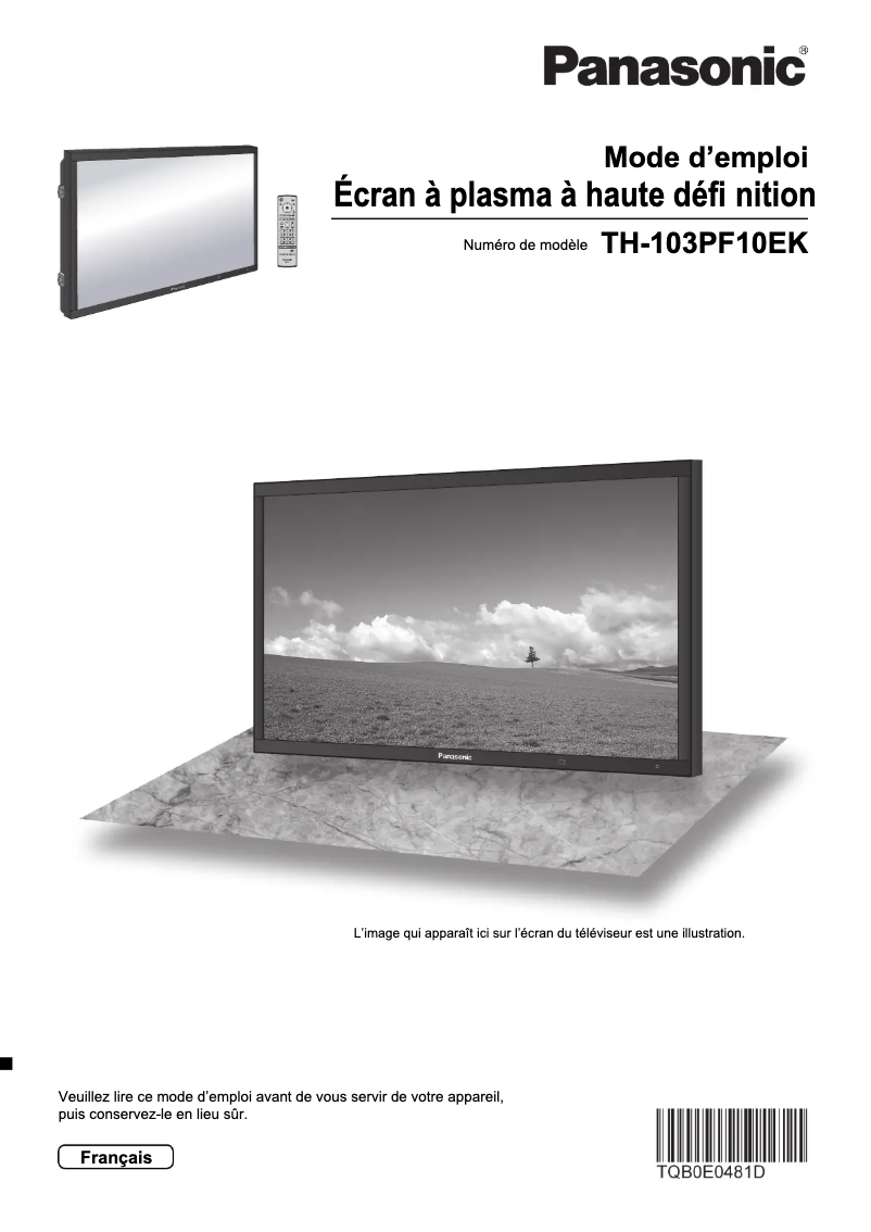 Page 1 de la notice Manuel utilisateur Panasonic Viera TH-103PF10EK