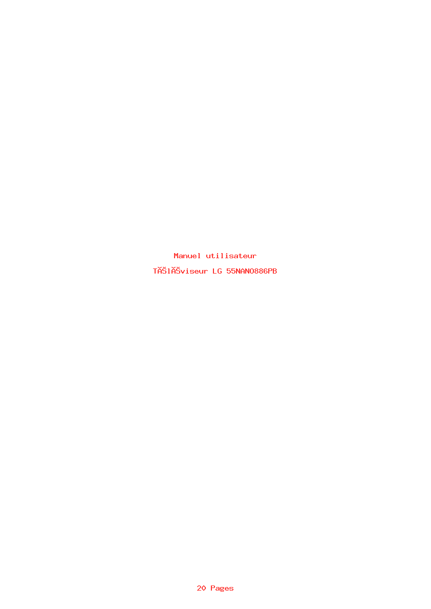 Page 1 de la notice Manuel utilisateur LG 55NANO886PB
