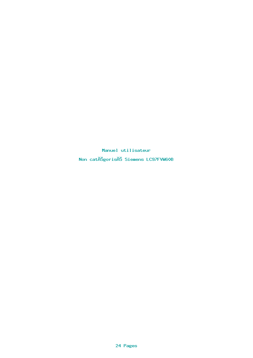 Page 1 de la notice Manuel utilisateur Siemens LC97FVW60B