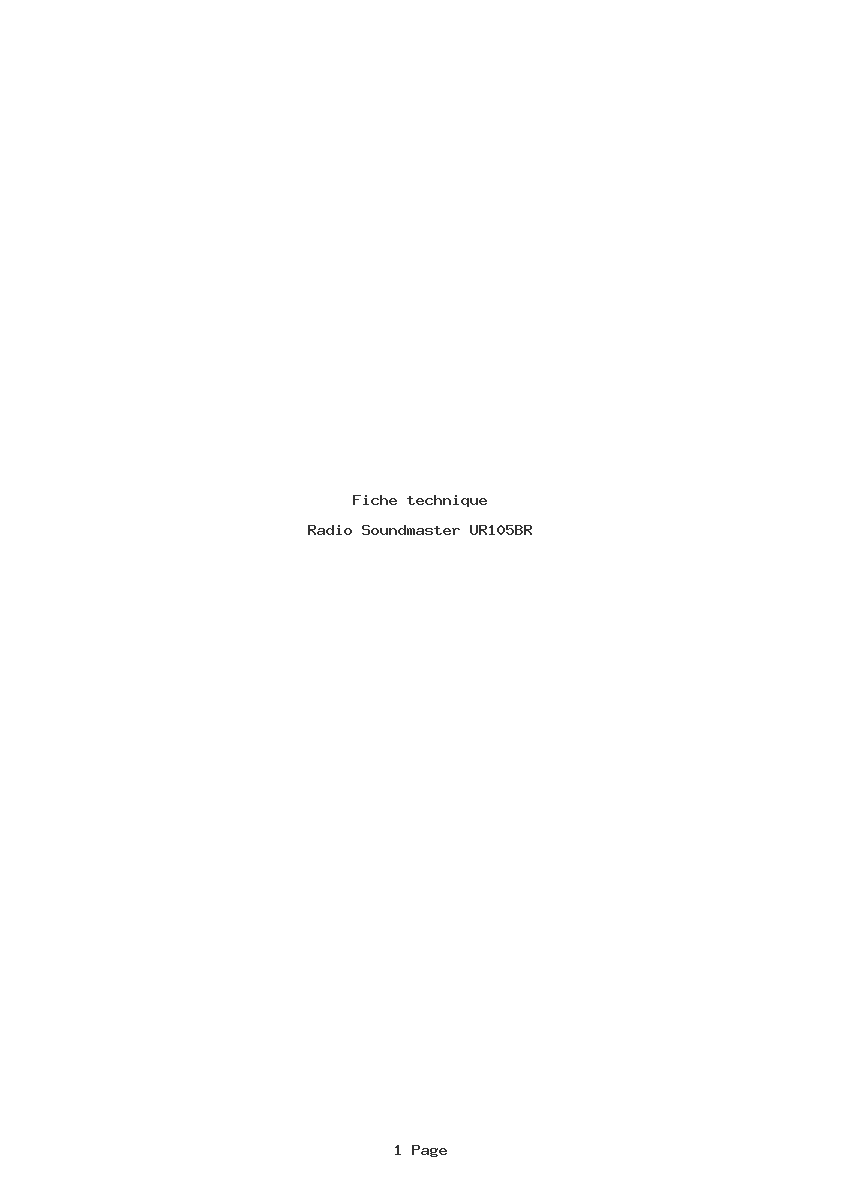 Page 1 de la notice Fiche technique Soundmaster UR105BR