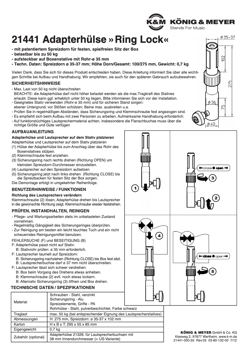 Page 1 de la notice Manuel utilisateur Konig & Meyer 21441