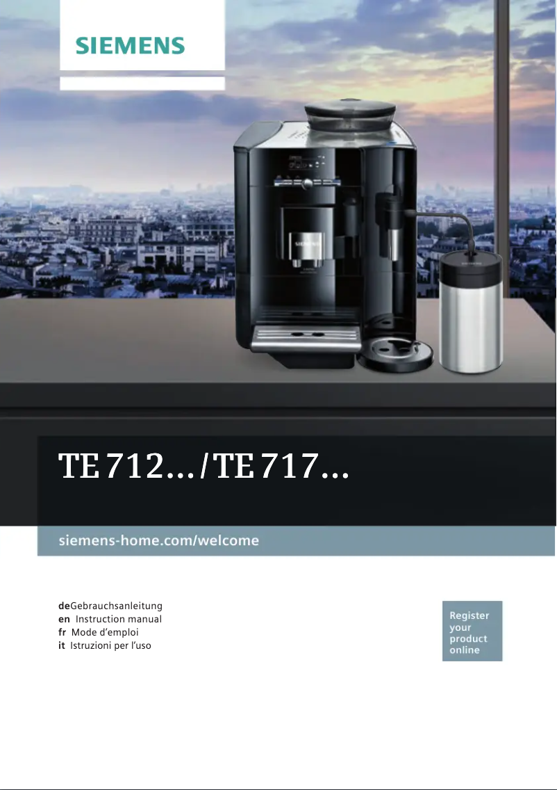 Page 1 de la notice Manuel utilisateur Siemens EQ.7 Plus aromaSense M-series TE712501DE