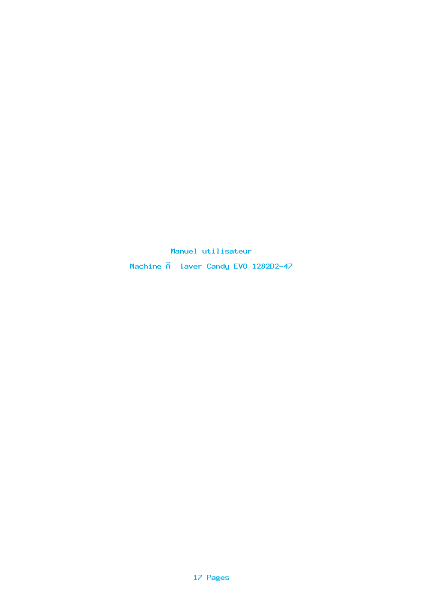 Page 1 de la notice Manuel utilisateur Candy EVO 1282D2-47