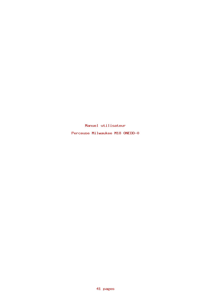 Page 1 de la notice Manuel utilisateur Milwaukee M18 ONEDD-0