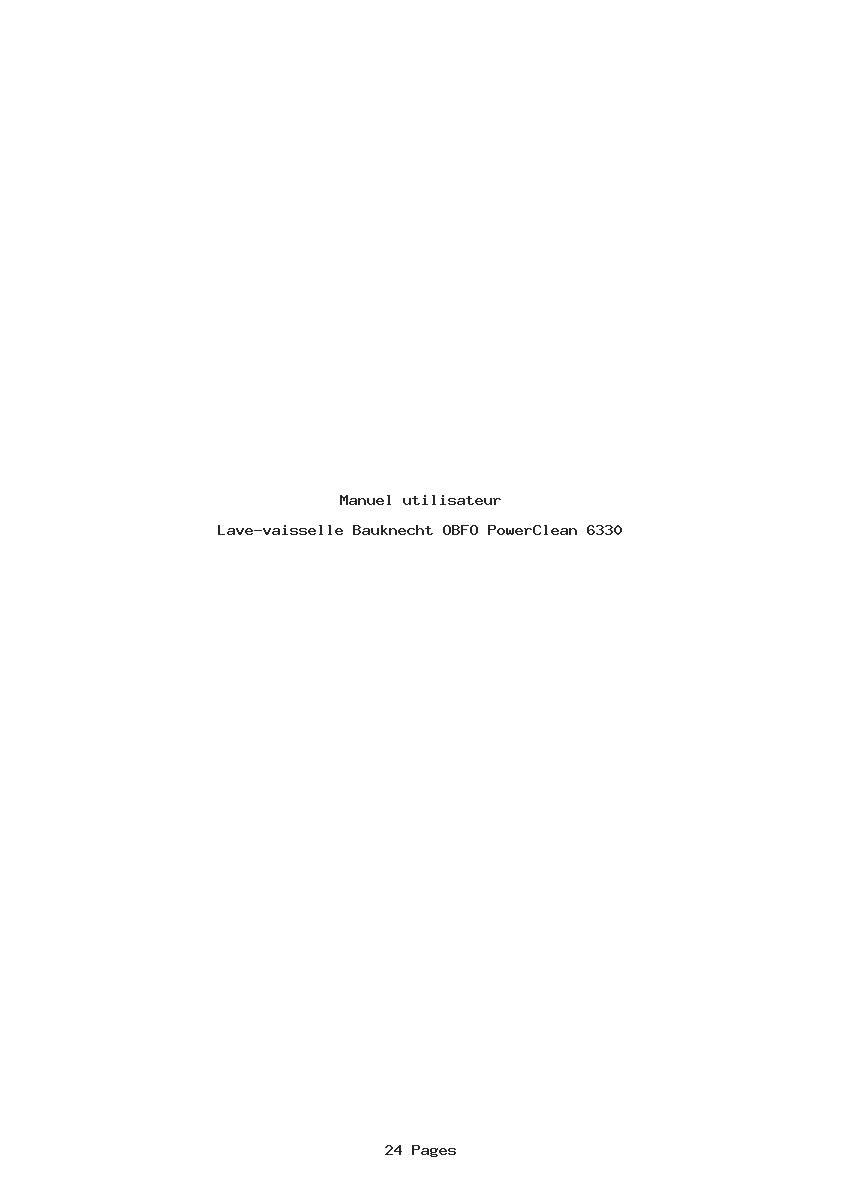 Page 1 de la notice Manuel utilisateur Bauknecht OBFO PowerClean 6330