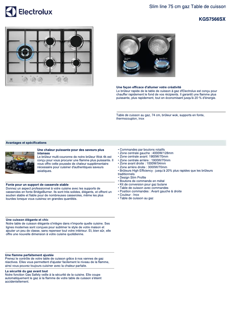 Página 1 del manual Ficha técnica Electrolux KGS7566SX