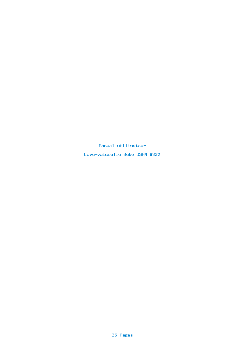 Page 1 de la notice Manuel utilisateur Beko DSFN 6832