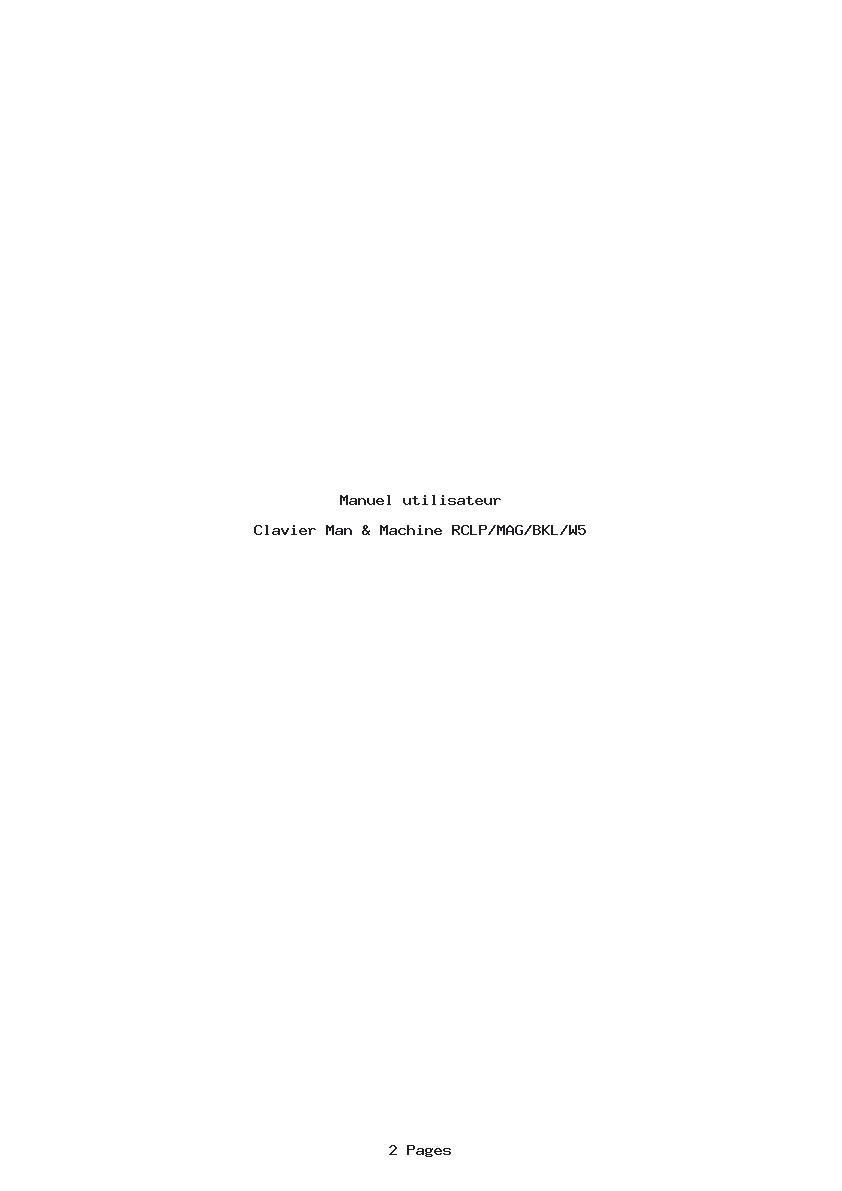 Page 1 de la notice Manuel utilisateur Man & Machine RCLP/MAG/BKL/W5