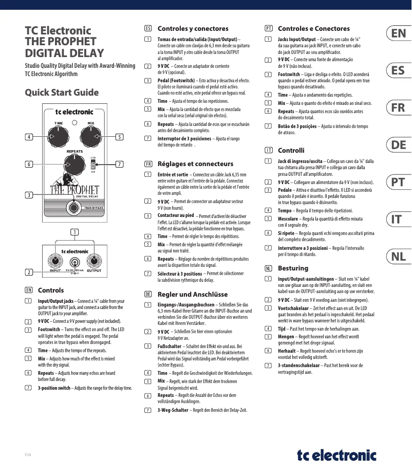 Page 1 de la notice Manuel utilisateur TC Electronic The Prophet Digital Delay
