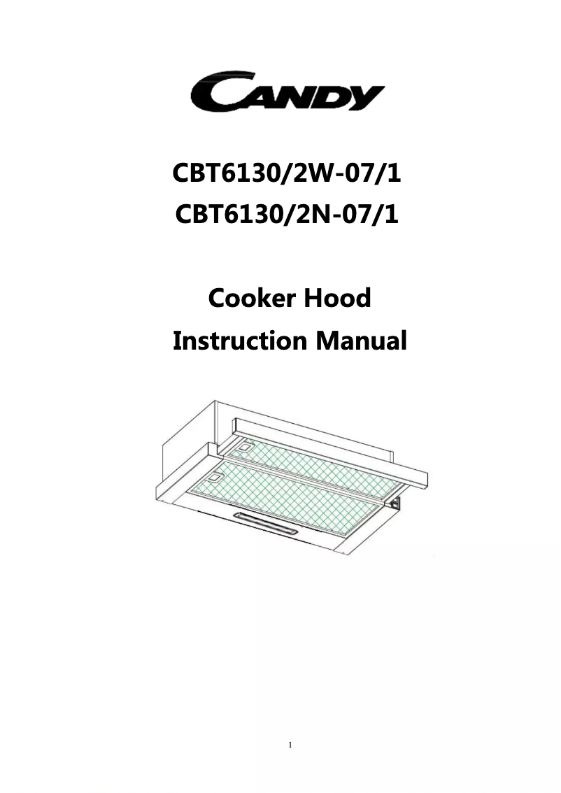 Page 1 de la notice Manuel utilisateur Candy CBT6130/2W-07/1