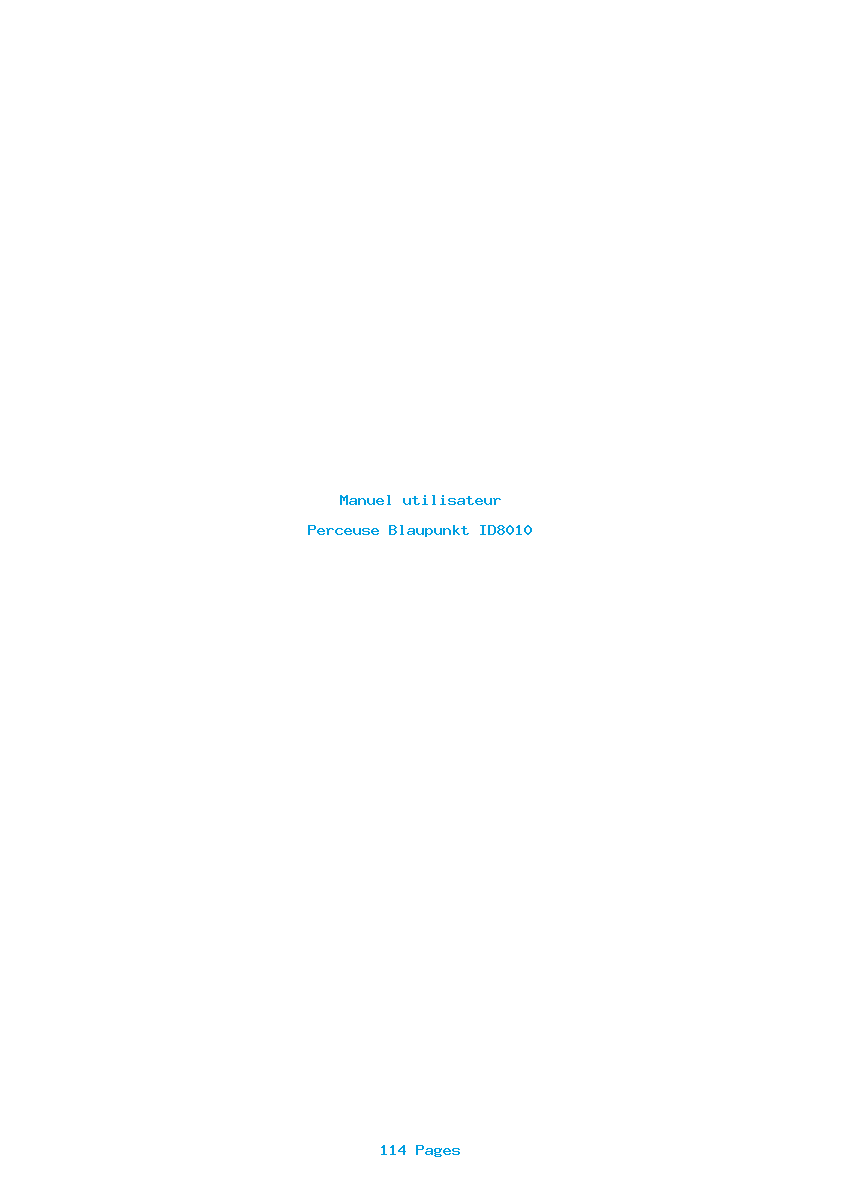 Page 1 de la notice Manuel utilisateur Blaupunkt ID8010
