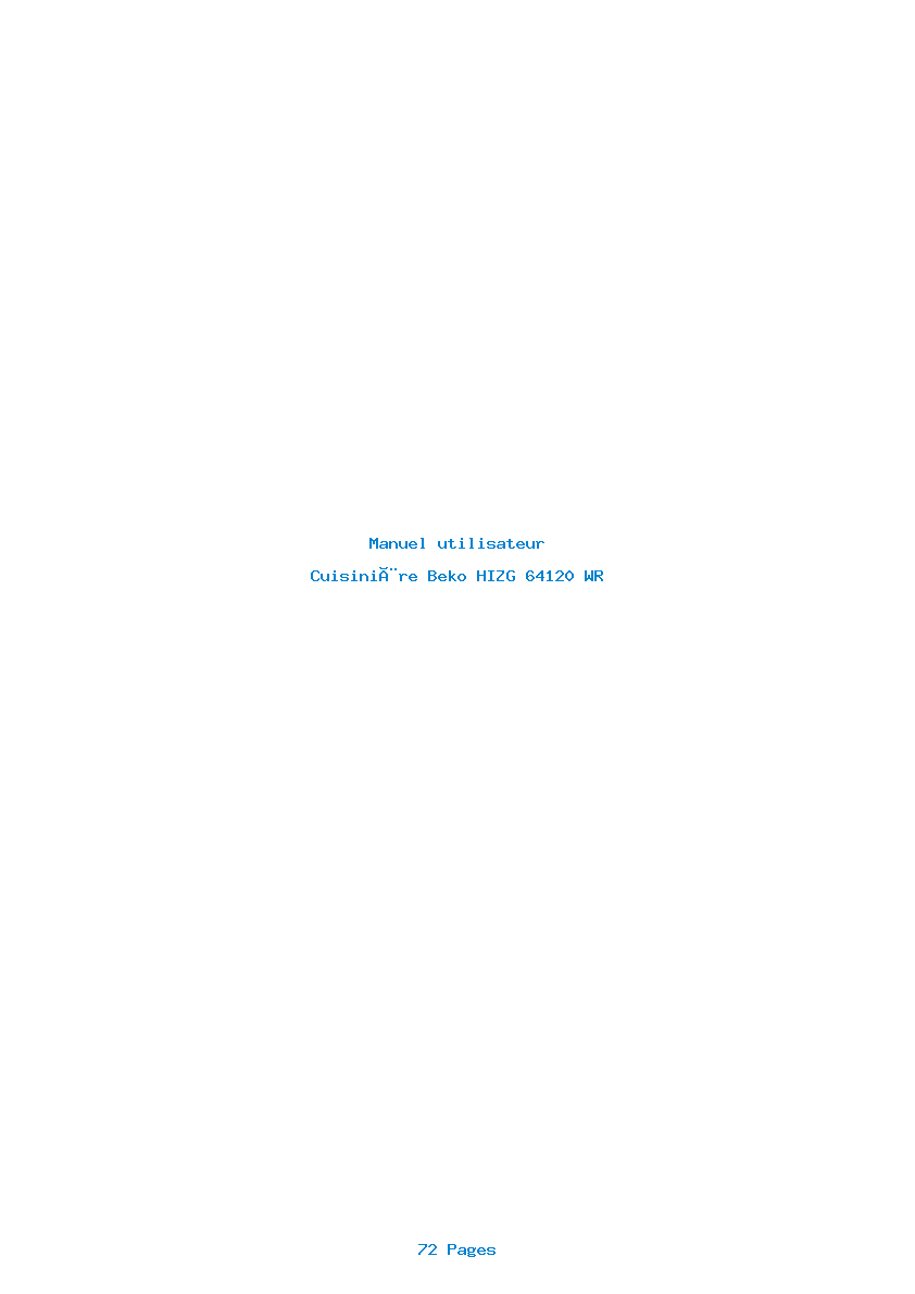 Page 1 de la notice Manuel utilisateur Beko HIZG 64120 WR