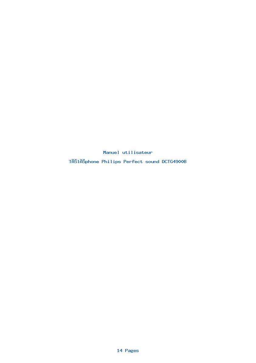 Page 1 de la notice Manuel utilisateur Philips Perfect sound DCTG4900B