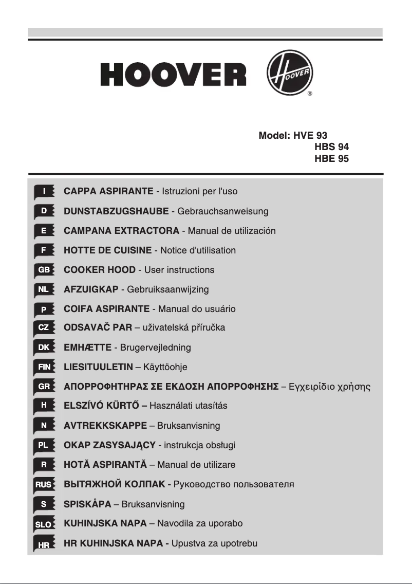 Page 1 de la notice Manuel utilisateur Hoover HBS X 94