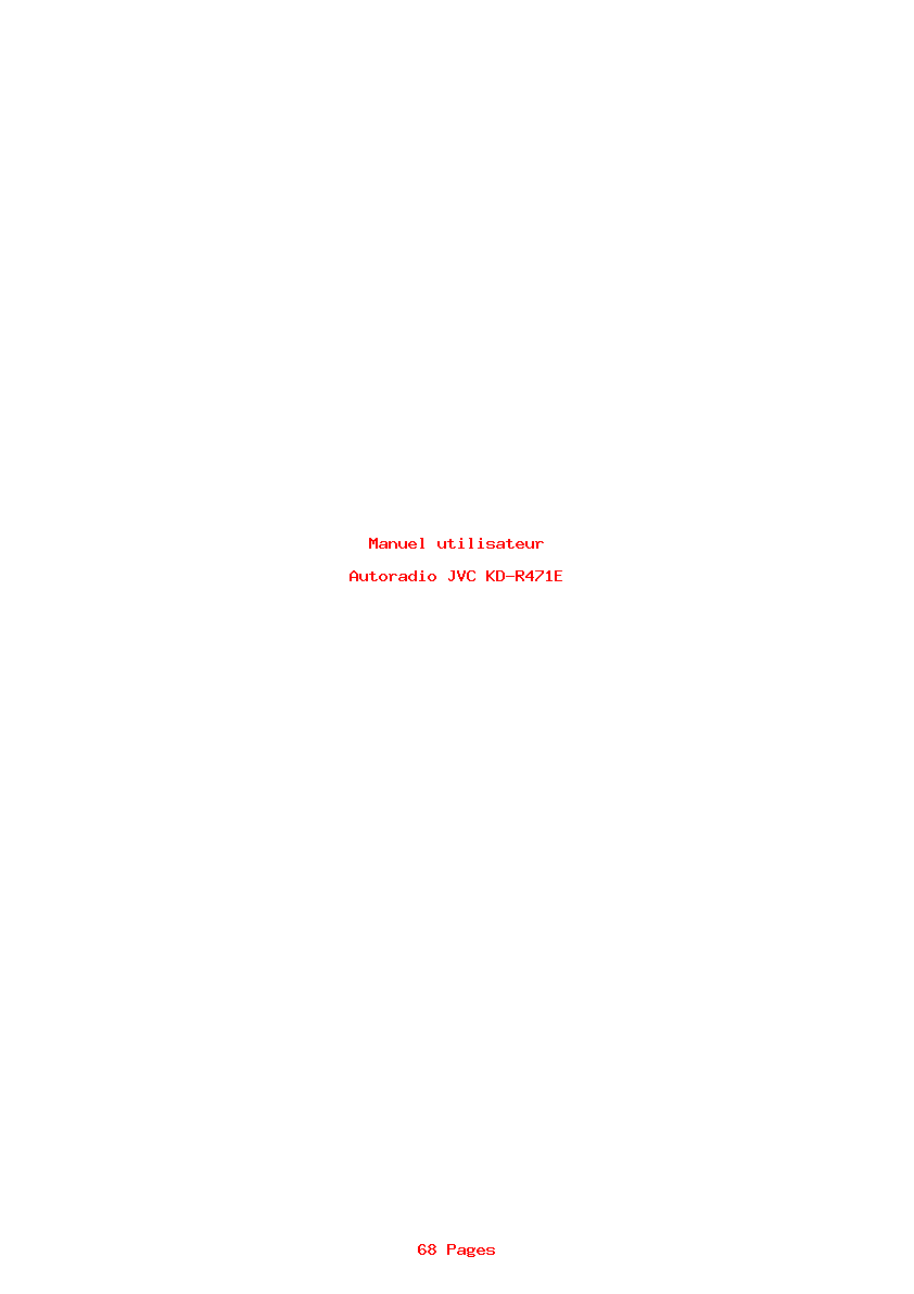 Page 1 de la notice Manuel utilisateur JVC KD-R471E