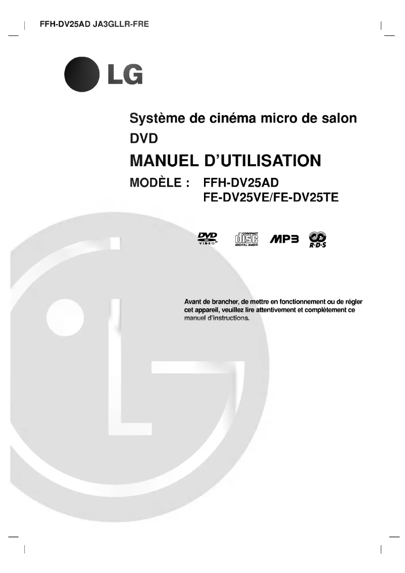 Page 1 de la notice Manuel utilisateur LG FFH-DV25AD