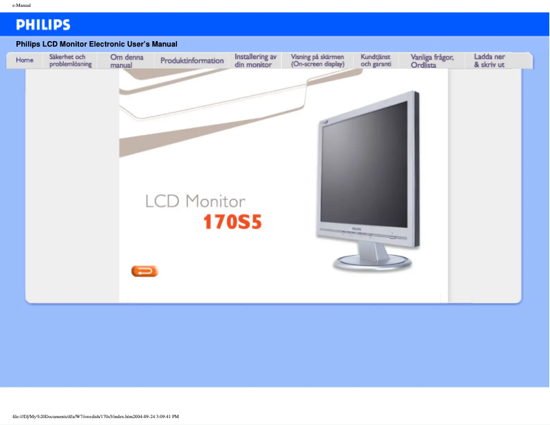 Página 1 del manual Manual de usuario Philips 170S5