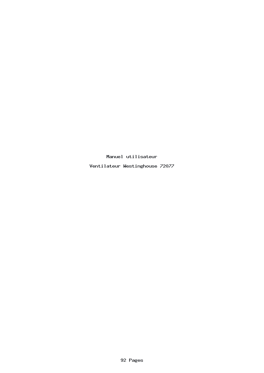 Page 1 de la notice Manuel utilisateur Westinghouse 72077