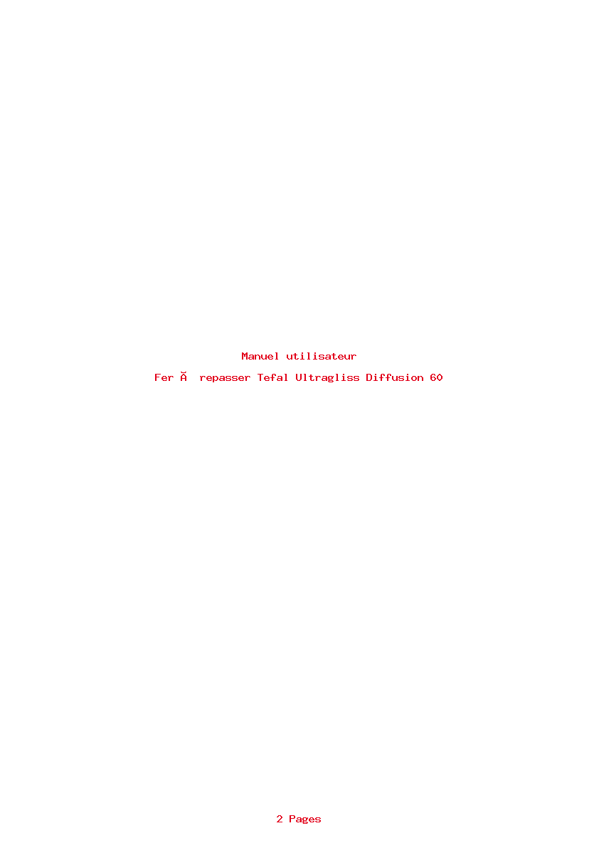 Page 1 de la notice Manuel utilisateur Tefal Ultragliss Diffusion 60