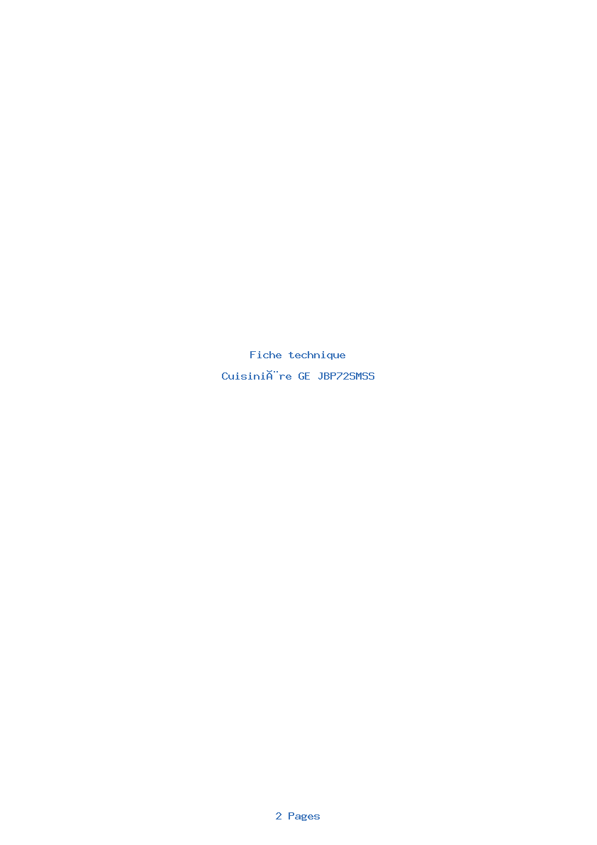 Page 1 de la notice Fiche technique GE JBP72SMSS