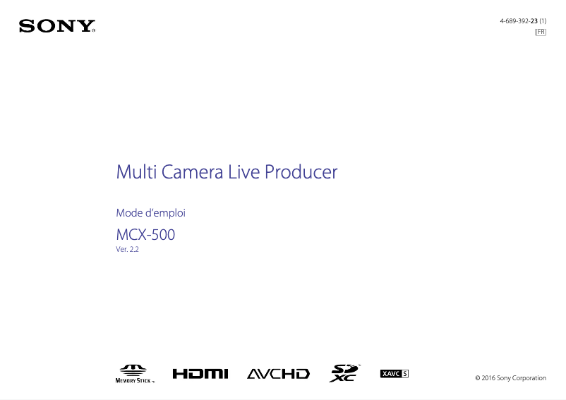Page 1 of the manual User Manual Sony MCX-500