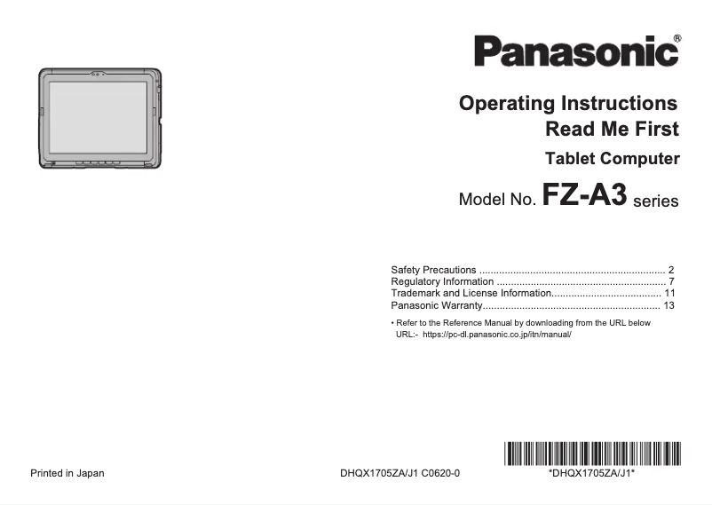 Page 1 de la notice Manuel utilisateur Panasonic Toughbook A3