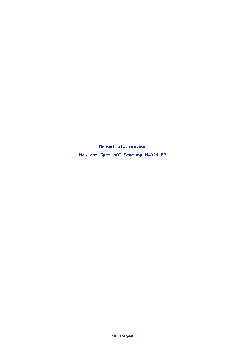 Page 1 de la notice Manuel utilisateur Samsung MW82N-BP