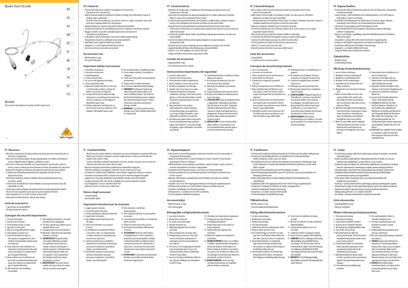 Página 1 del manual Guía de inicio rápido Behringer BD440