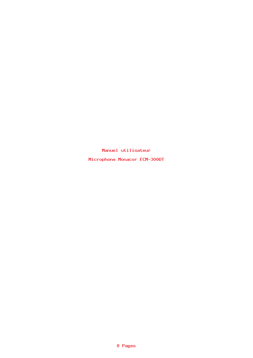 Page 1 de la notice Manuel utilisateur Monacor ECM-300DT