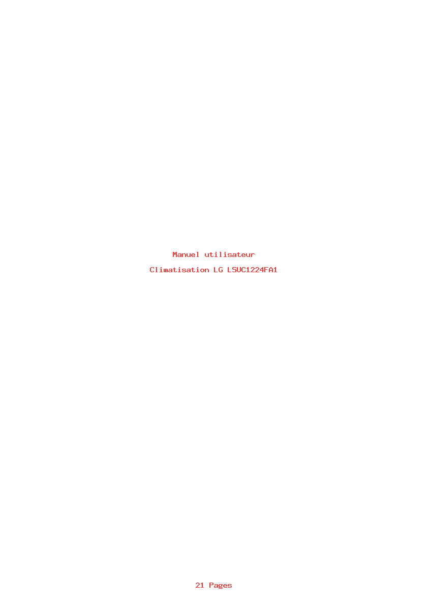Page 1 de la notice Manuel utilisateur LG LSUC1224FA1