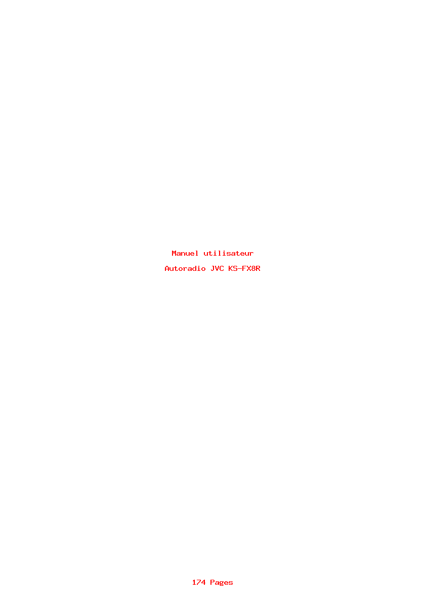 Page 1 de la notice Manuel utilisateur JVC KS-FX8R