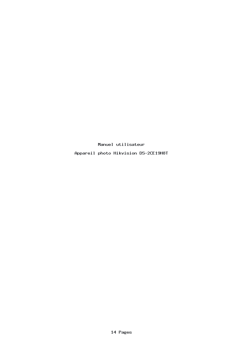 Page 1 de la notice Manuel utilisateur Hikvision DS-2CE19H8T