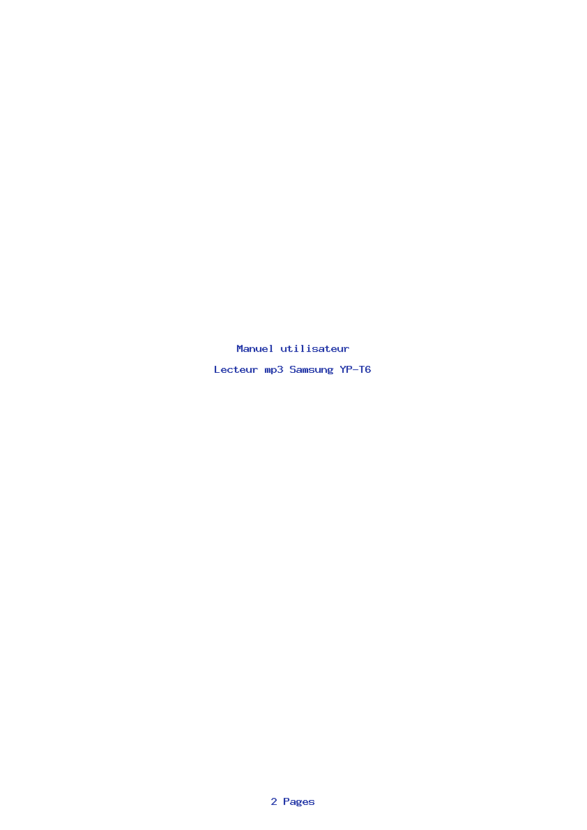 Page 1 de la notice Manuel utilisateur Samsung YP-T6