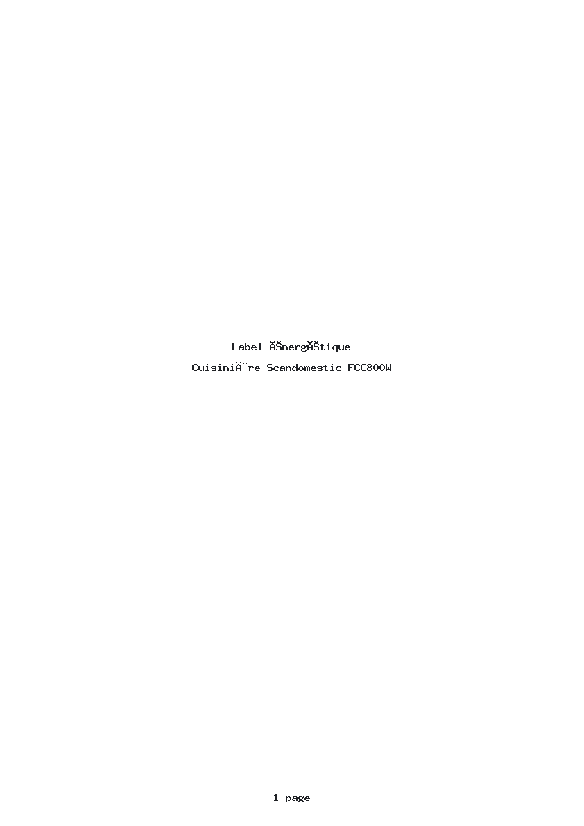 Page 1 de la notice Label énergétique Scandomestic FCC800W