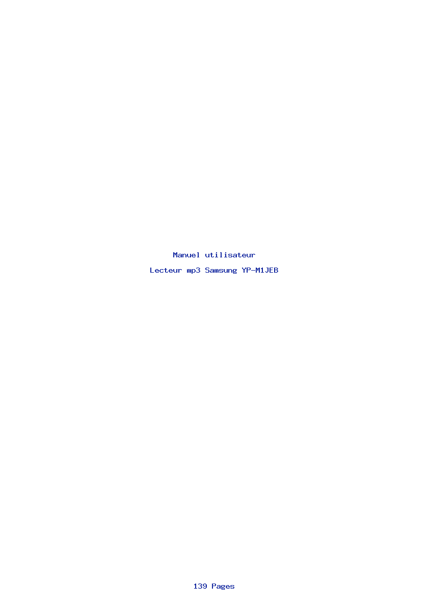 Page 1 de la notice Manuel utilisateur Samsung YP-M1JEB