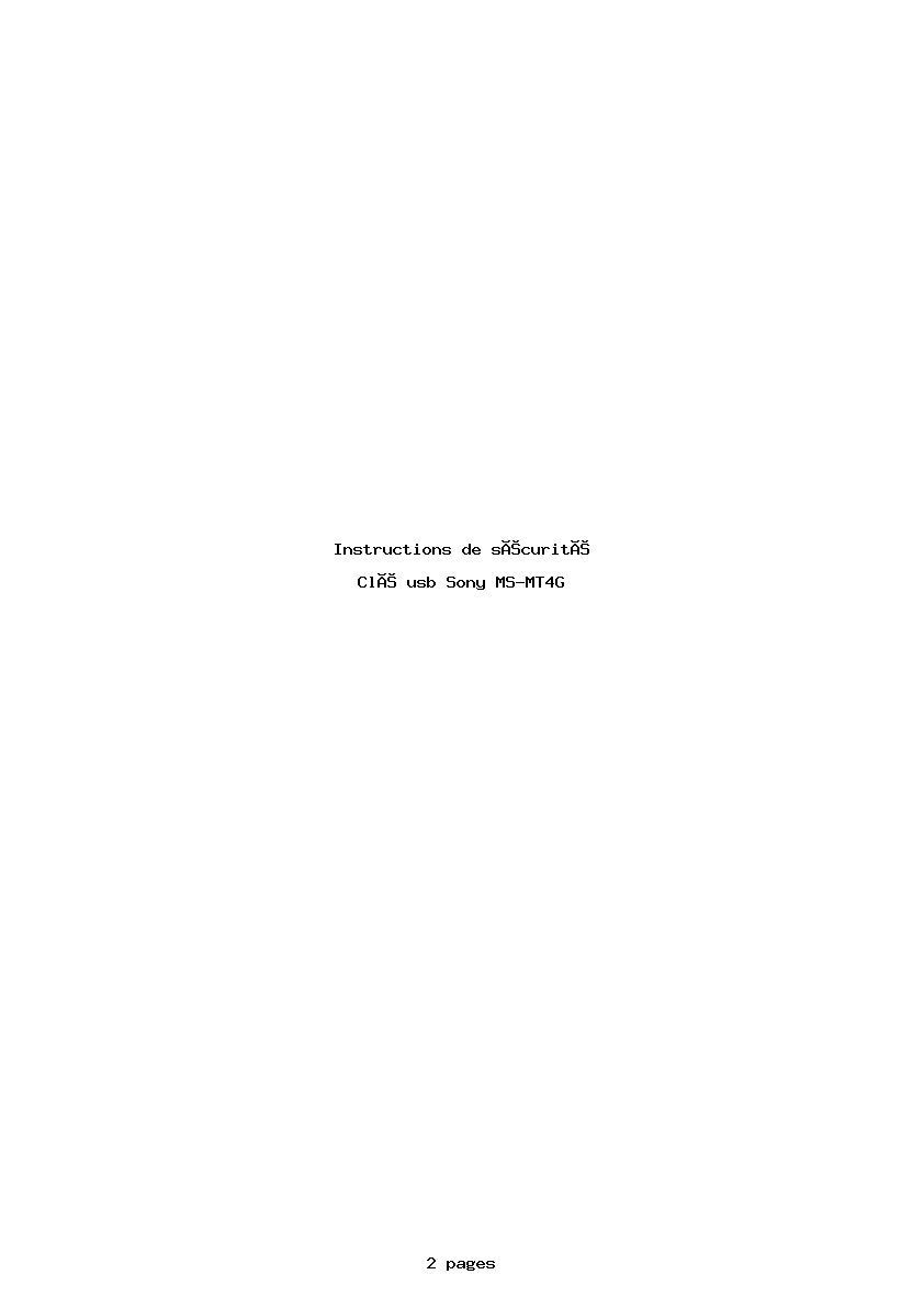 Page 1 de la notice Instructions de sécurité Sony MS-MT4G