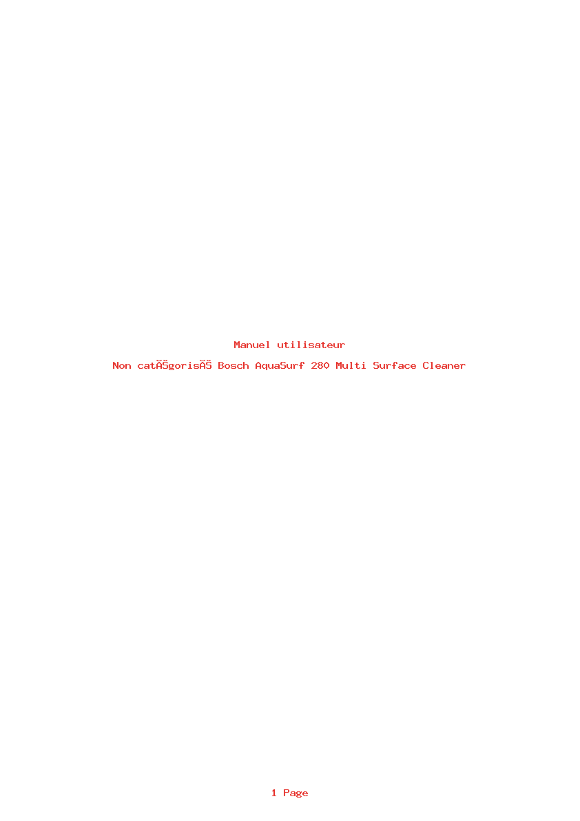 Page 1 de la notice Manuel utilisateur Bosch AquaSurf 280 Multi Surface Cleaner