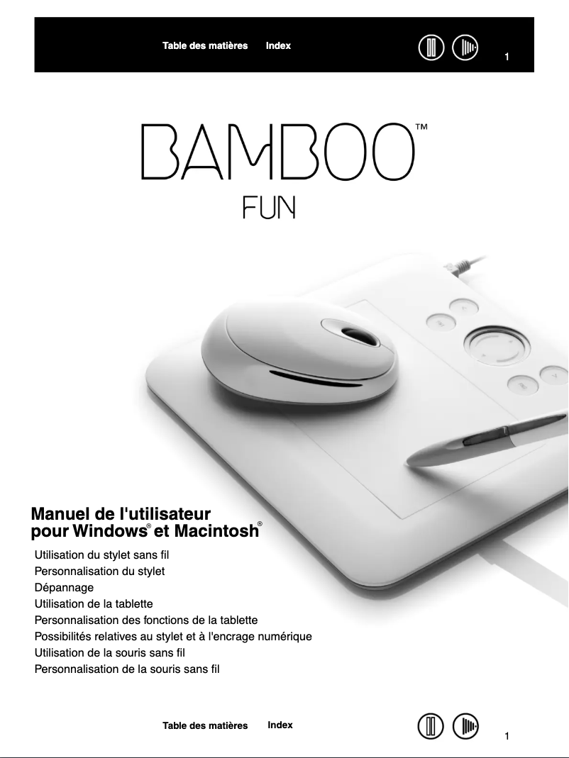 Page 1 de la notice Manuel utilisateur Wacom Bamboo Fun