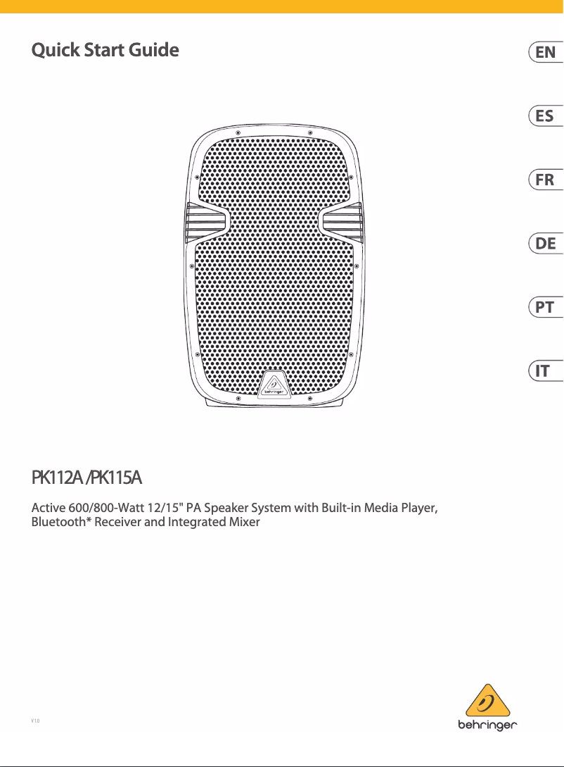 Página 1 del manual Manual de usuario Behringer PK110A