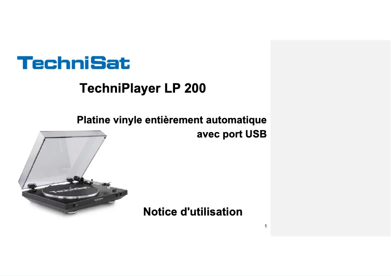 Page 1 de la notice Manuel utilisateur TechniSat TechniPlayer LP 200