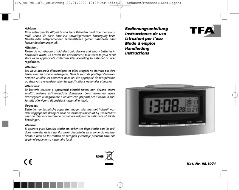 Page 1 de la notice Manuel utilisateur TFA 98.1071